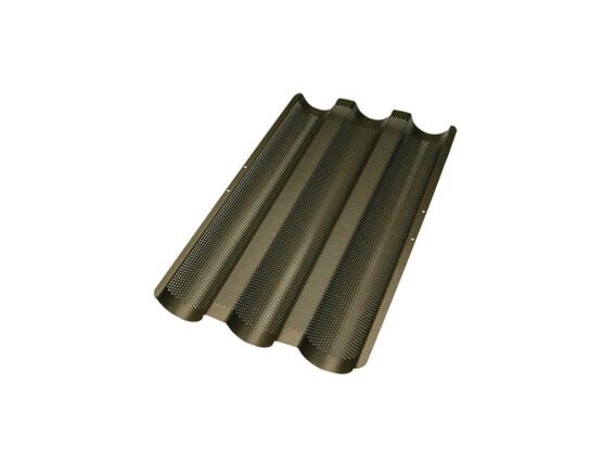 Φόρμα Ψησίματος Ψωμιού Μπαγκέτας με Αντικολλητική Επίστρωση από Χάλυβα, 38x24x2.4 cm