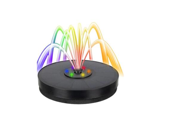 Ηλιακό Φωτιστικό Κήπου RGB, με εφέ σιντριβάνι και 7 διαφορετικά ακροφύσια σε Μαύρο Χρώμα, 16x16x4 cm