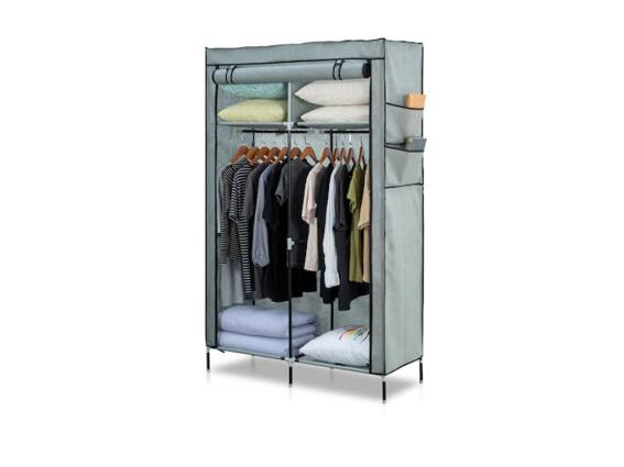 Herzberg Υφασμάτινη Ντουλάπα Οργάνωσης με μεταλλικό σκελετό και 4 ράφια, 108x45x170 cm, HG-8012GRE