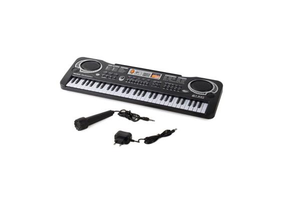 Παιδικό Αρμόνιο Πιάνο 61 Πλήκτρων με Μικρόφωνο και Ενσωματωμένο Αναλόγιο σε γκρι χρώμα 54x17x5cm