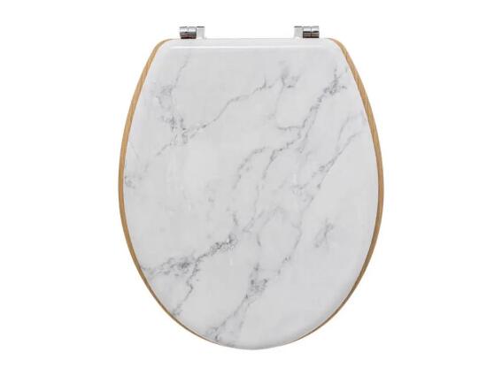 5 Five Ξύλινο Καπάκι Λεκάνης Μπάνιου με Σχέδιο Μάρμαρο, 36x46.5x5.5 cm