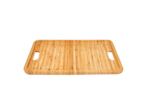 Ξύλινος Δίσκος Σερβιρίσματος από Bamboo σε φυσική απόχρωση ξύλου, με λαβές , 43x28x18 cm