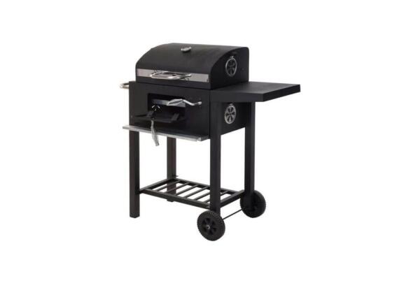 Aria Trade Φορητή Μεταλλική Ψησταριά Κάρβουνου Μπάρμπεκιου με Καπάκι 48.5x36x96cm Μαύρο