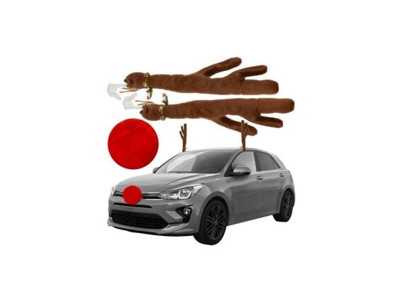 Χριστουγεννιάτικα διακοσμητικά κέρατα και μύτη ταράνδου για αυτοκίνητο, 12 x 43 cm