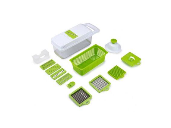 Alpina Σετ έξυπνος πολυκόφτης λαχανικών και φρούτων 14 τεμαχίων σε λευκό χρώμα, 11x11.5x32 cm, 23288