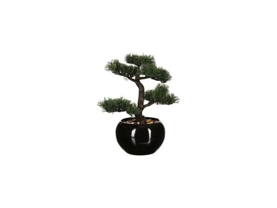 Διακοσμητικό πλαστικό φυτό Bonsai με γλάστρα σε μαύρο χρώμα, 35x32x34 cm
