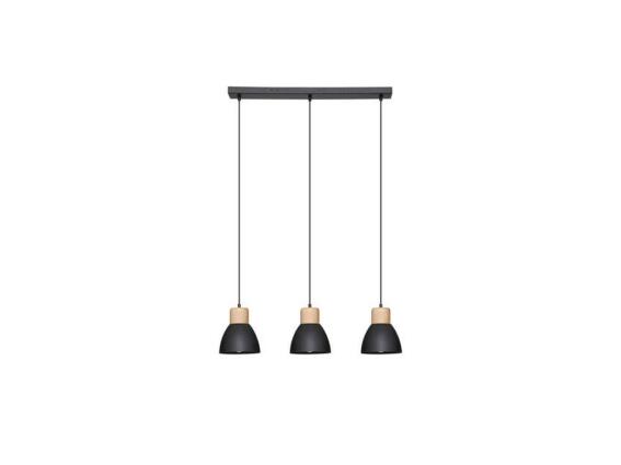 Διακοσμητικό φωτιστικό οροφής με 3 κρεμαστές λάμπες σε μαύρο χρώμα, 64x17.5x100 cm