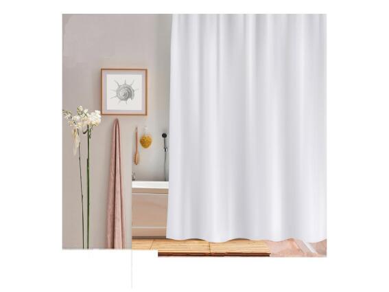 Πλαστική κουρτίνα μπάνιου μονόχρωμη, σε λευκό χρώμα με 12 κρίκους, 180x200 cm