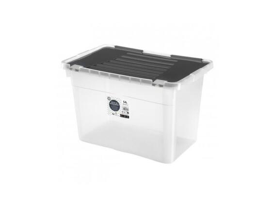 Πλαστικό Κουτί Αποθήκευσης, διάφανο, χωρητικότητας 54L με καπάκι, 58x37x38 cm