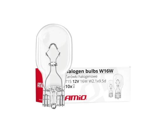 Amio Σετ Λάμπες Αυτοκινήτου W16W, αλογόνου 12V 16W, 10 τεμαχίων, 4x9x4 cm, 02549