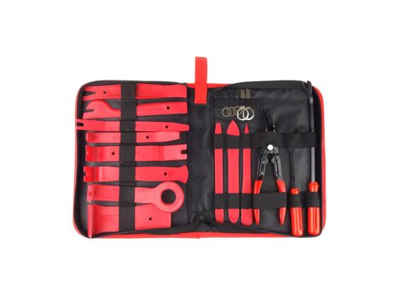 Amio Κιτ Εργαλείων αφαίρεσης ραδιοφώνου και ταπετσαρίας με τσαντάκι μεταφοράς 16 τεμαχίων,15x15x3 cm