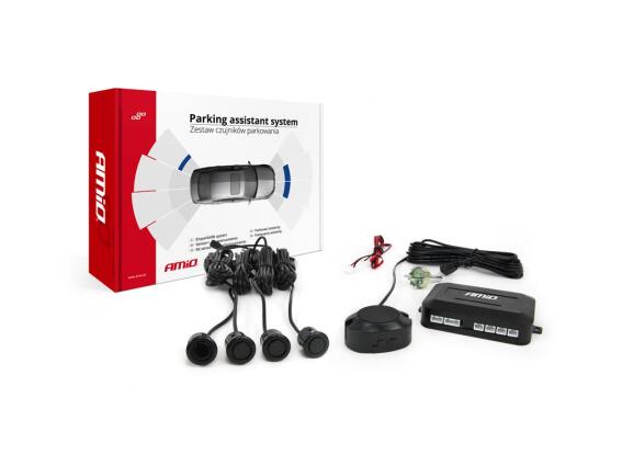 Amio Σύστημα παρκαρίσματος αυτοκινήτου με Buzzer και 4 αισθητήρες 18mm, σε μαύρο χρώμα, 5x21x30 cm