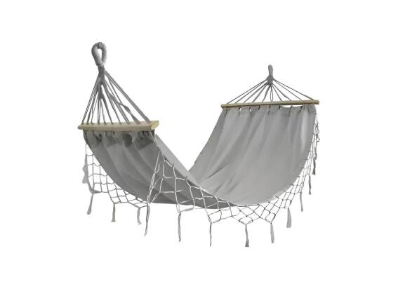 Kρεμαστή Αιώρα κήπου βαμβακερή boho style, αντοχής 200 kg σε γκρι χρώμα, 200x100 cm