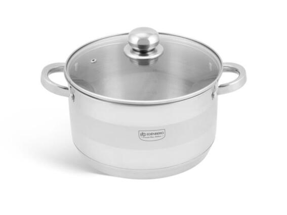 Edenberg Κατσαρόλα Βαθιά 24 cm από Ανοξείδωτο Ατσάλι 6.1L Γυάλινο καπάκι και Πάτο Induction, EB-3007