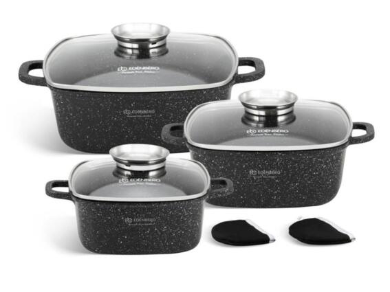 Edenberg Σετ Μαγειρικά Σκεύη 6 τεμαχίων από Αλουμίνιο με Αντικολλητική Μαρμάρινη Επίστρωση, EB-8141