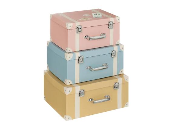 Σετ κουτιά αποθήκευσης 3 τεμαχίων, χάρτινα σε διαφορετικά μεγέθη με σχέδιο βαλίτσας, 36x28x17 cm