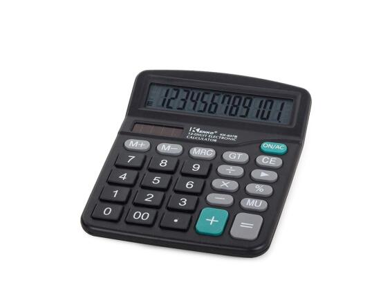 Αριθμομηχανή κομπιουτεράκι 12 ψηφίων, σε μαύρο χρώμα, 12x2.5x14.5 cm