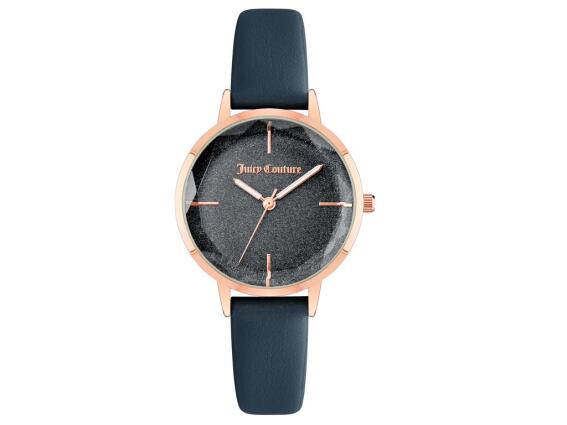 Juicy Couture Γυναικείο Ρολόι με Μπλε Καντράν και Δερμάτινο Σκούρο Μπλε Λουράκι, JC1326RGNV