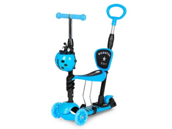 Παιδικό Πατίνι Scooter 5 σε 1 με Φωτιζόμενους τροχούς Led Πτυσσόμενο Κάθισμα Τιμόνι, σε Μπλε χρώμα