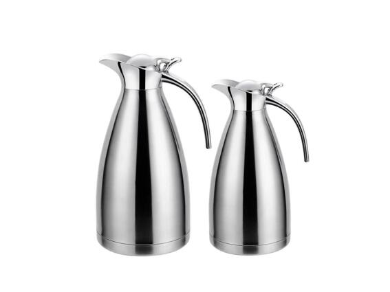 Aria Trade Σετ Κανάτες Θερμός 2 Τεμαχίων από Ανοξείδωτο Ατσάλι 1lt και 1.5lt Ασημί