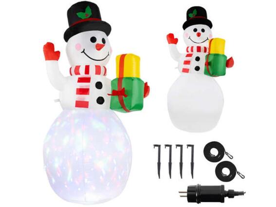 Aria Trade Χριστουγεννιάτικος Φωτιζόμενος Διακοσμητικός Φουσκωτός Χιονάνθρωπος Ρεύματος 155cm
