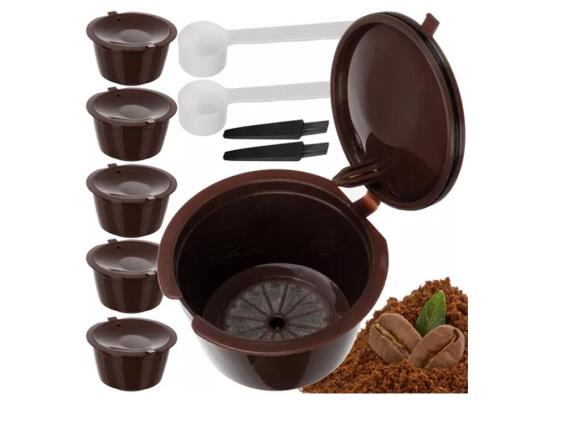 Σετ Επαναχρησιμοποιούμενες Πλαστικές Κάψουλες Καφέ 6 τεμαχίων Χωρητικότητας 9gr, 5.5x5.5x3 cm