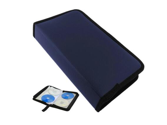 Θήκη για CD και DVD 80 Θέσεων από Οικολογικό Δέρμα σε Μπλε χρώμα, 16x5x29 cm