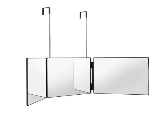 Τριπλός Καθρέφτης Πόρτας σε Μαύρο χρώμα, με γάντζους στερέωσης 93x69.5x19.5x2 cm