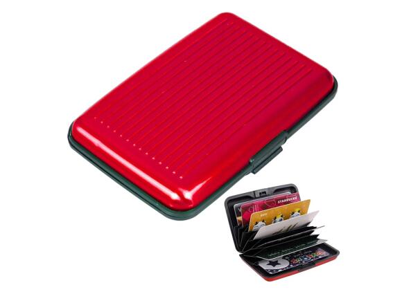 Αδιάβροχο Πορτοφόλι Σκληρή Θήκη καρτών Αλουμινίου για Μετρητά & Κάρτες σε Κόκκινο χρώμα, 11x7.5x2 cm