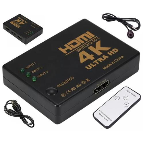 Διακόπτης  HDMI εξοπλισμένος με 3 θύρες, με τηλεκοντρόλ