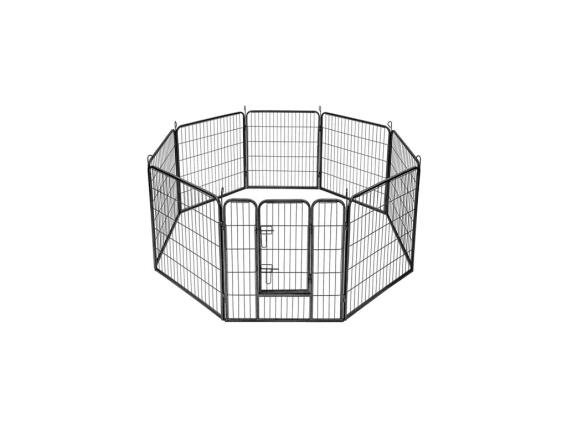 Ατσάλινη Περίφραξη Πάρκο για Κατοικίδια Με 8 Πάνελ Και Πορτάκι, 160x160x80 cm