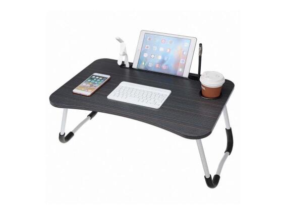 Ξύλινο Τραπεζάκι Πτυσσόμενο Φορητού Υπολογιστή Με Θήκη Για Ποτήρι HG-04173, 23.6x15.7x10.2 cm