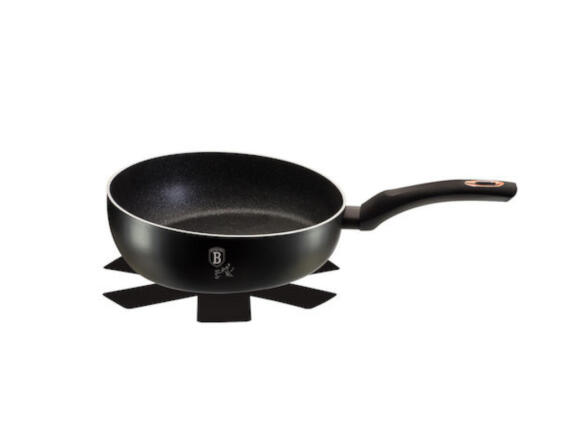 Berlinger Haus Τηγάνι Γουκ 26cm με επίστρωση απο πέτρα, BH-1855-NO6 Black Rose Collection