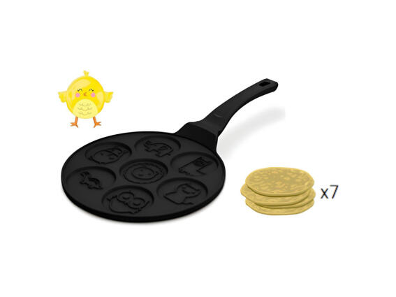 Berlinger Haus Αντικολλητικό τηγάνι pancake 26 cm 7 θέσεων σχέδια ζωάκια, BH-7799 Black Rose