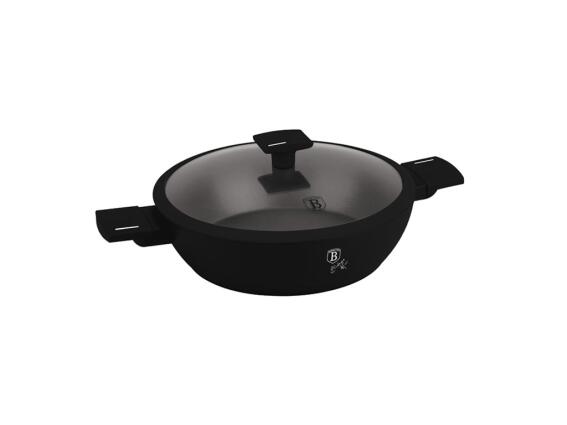 Berlinger Haus Αντικολλητική Ρηχή Κατσαρόλα 30cm με Γυάλινο Καπάκι, Matte Black Collection, BH-8186