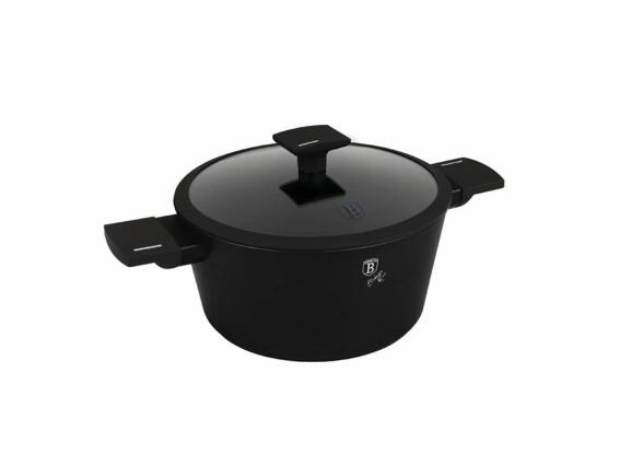 Berlinger Haus Αντικολλητική Κατσαρόλα 24cm με Γυάλινο Καπάκι, Matte Black Collection, BH-8188