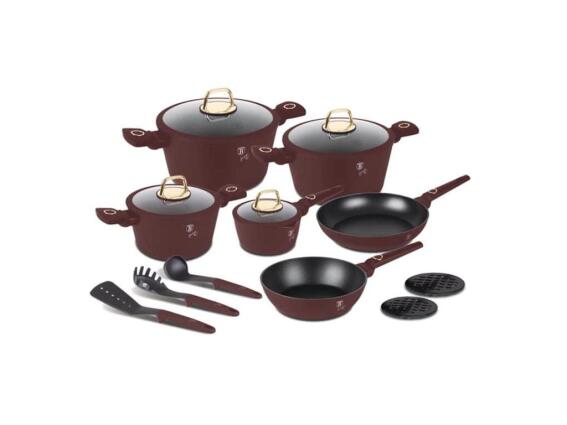 Berlinger Haus Σετ Κατσαρόλες 15 τεμαχίων από Ανοξείδωτο Ατσάλι, Leonardo Collection, BH-8051