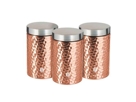 Berlinger Haus Σετ Μεταλλικά Βάζα 3 τεμ για Καφέ, Ζάχαρη, Τσάι, Metallic Line Rose Gold BH-6727