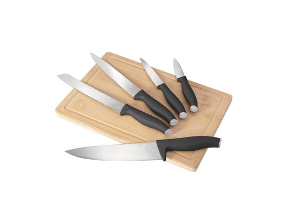 Berlinger Haus Σετ Μαχαίρια 5 τεμαχίων Ανοξείδωτα, με Ξύλο Κοπής, Anthracite Collection, BH-2961