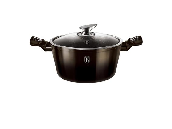 Berlinger Haus Αντικολλητική Κατσαρόλα με Γυάλινο Καπάκι, Metallic Line Shiny Black BH-6606