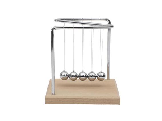 Εκκρεμές του Νεύτωνα με 5 Μπίλιες Και Μεταλλικό Σκελετό και Ξύλινη Βάση, 14x11x15 cm