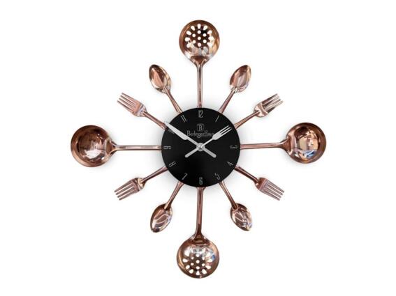 Berlinger Haus Ανοξείδωτο Ρολόι Τοίχου με Μοτίβο Εργαλεία Κουζίνας, Black Rose Collection BH-9480