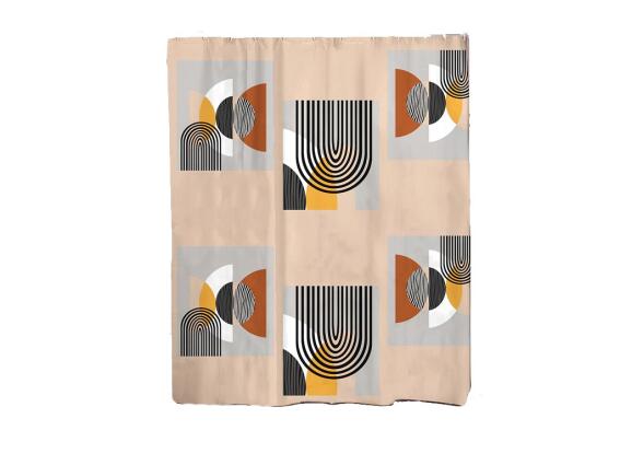 Πλαστική Κουρτίνα Μπάνιου Με Κρίκους και Γεωμετρικά Σχέδια, 180x180 cm