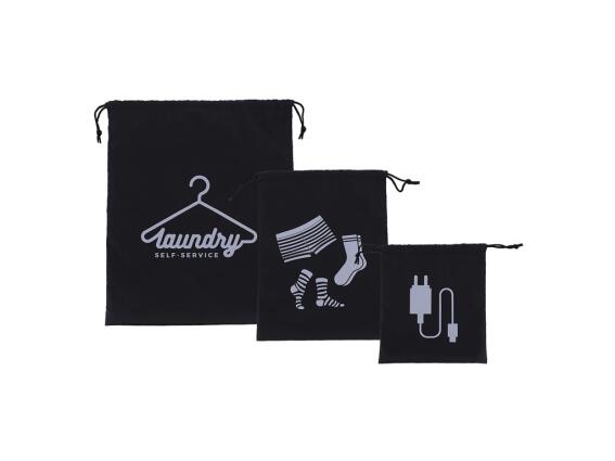 Σετ Τσάντες Οργάνωσης 3 Τεμαχίων με Διαφορετικά Σχέδια σε Μαύρο Χρώμα