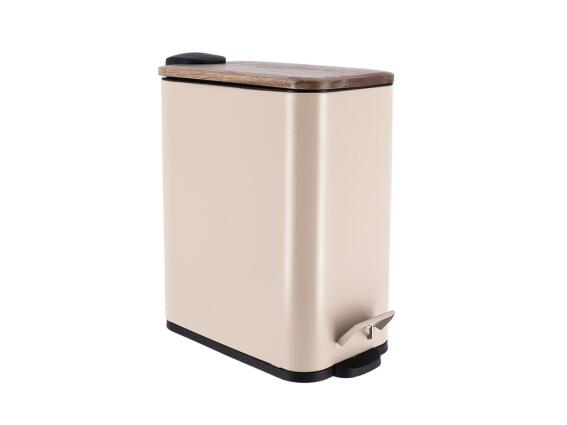 Μεταλλικός Κάδος Απορριμμάτων Μπάνιου με  Ξύλινο Καπάκι Χωρητικότητας 5lt, 28x14x28 cm