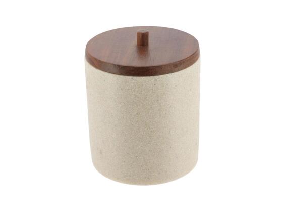 Δοχείο Οργάνωσης Μπάνιου για Βαμβάκι με Ξύλινο Καπάκι από Ακακία, 10x10x12.7 cm