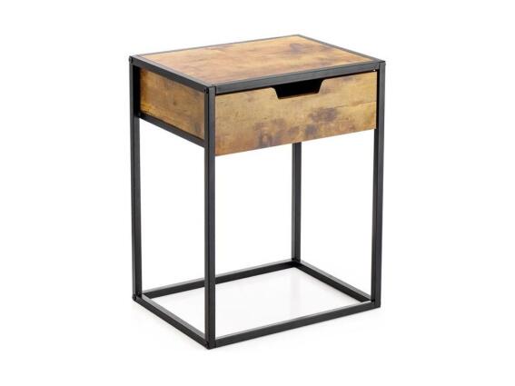 Ξύλινo Κομοδίνο Side Table με Συρτάρι Και Μεταλλική Βάση, 40x30x68 cm, Side Table