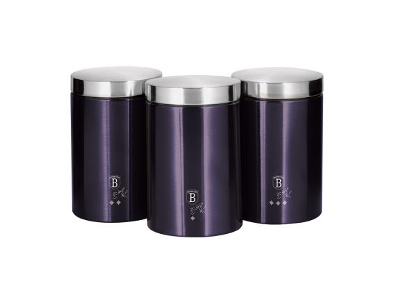 Berlinger Haus Σετ Μεταλλικά Βάζα 3 τεμ για καφέ, ζάχαρη και τσάι, Purple Eclipse Collection BH-6827