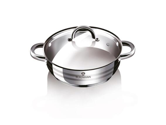 Blaumann Ρηχή Κατσαρόλα με Καπάκι 28 cm από Ανοξείδωτο ατσάλι, Gourmet Line BL-1504A