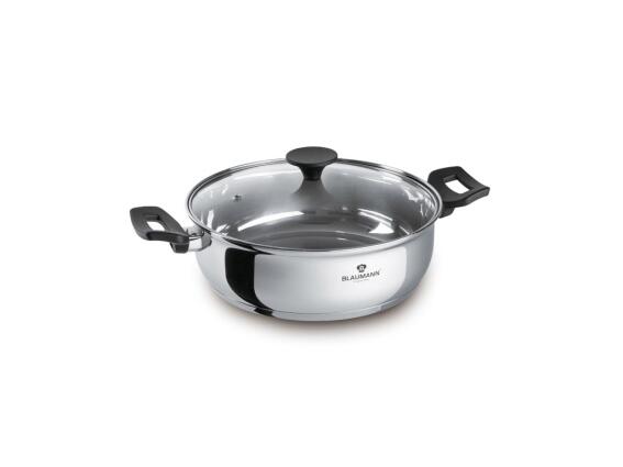 Blaumann Ρηχή Κατσαρόλα με Καπάκι 28 cm από Ανοξείδωτο Ατσάλι 5.3lt, Gourmet Line BL-3859